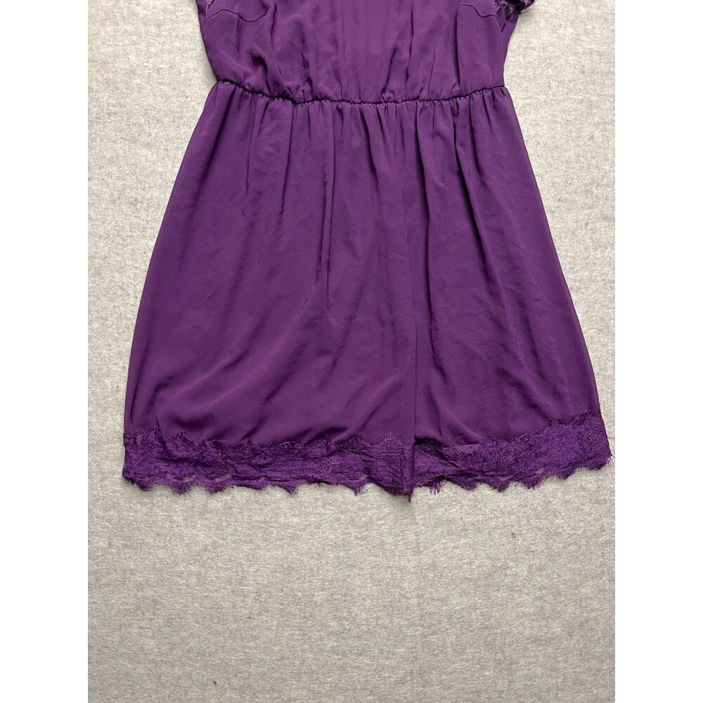 Doe & Rae Purple Short Sleeve With Lace Trim Mini Dress Size 1X - Picture 3 of 10